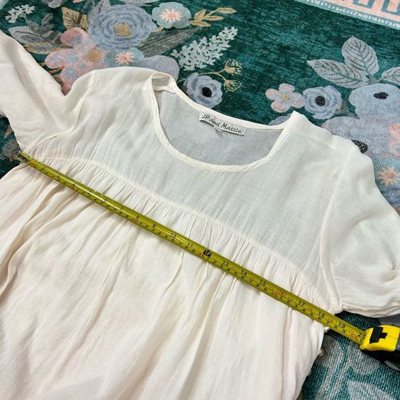 JP and Mattie Cream Boho Peasant blouse Cotton Shell Buttons Layered Tunic - Picture 13 of 15